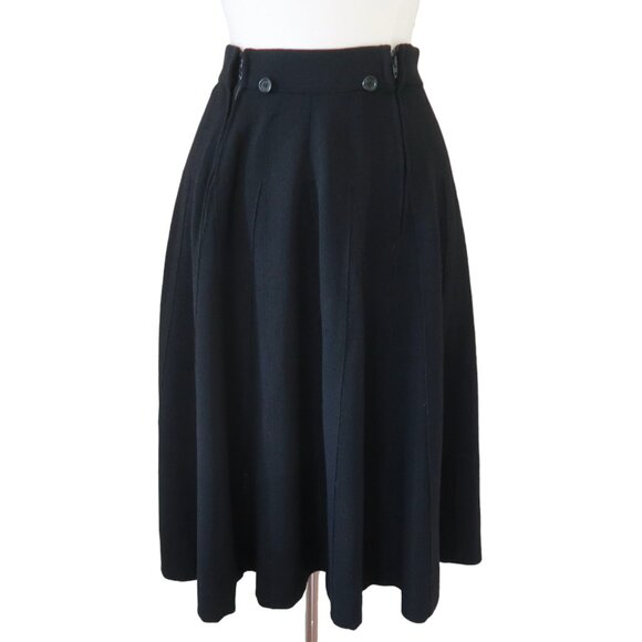 vtg 60s NORMAN NORELL gored panel flared midi skirt XXS wool crepe - Picture 1 of 8